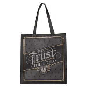 Trust in the Lord Chacoal and Gold Reusable Shopping Tote Bag - P