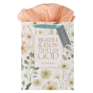 Be Still and Know Peach Meadow Large Gift Bag - Psalm 46:10