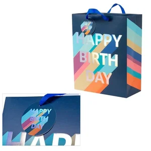 Large Gift Bag, Navy Bday