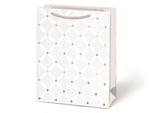 Quilted Large Gift Bag , White  Embossed