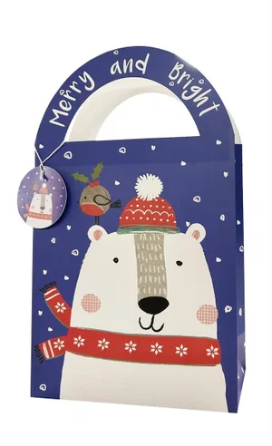 Paper T. Xmas Diecut Gift Bag, Large, +tag