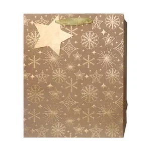 Paper T. Xmas DLX Gift Bag, Golden  Text, Jumbo, 12.2"x16.5"x4.7"