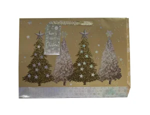Paper T. Xmas DLX Gift Bag, Chrismas Trees, Jumbo, 16.5x12.2x4.7"