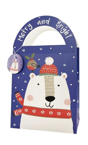 Paper T. Xmas Diecut Gift Bag, Medium, +tag