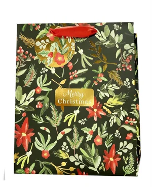 Paper T. Xmas DLX Gift Bag, Large, Hot Stamp, j-hook+ tag