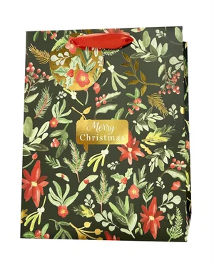 Paper T. Xmas DLX Gift Bag, Medium,  Hot Stamp, j-hook+ tag