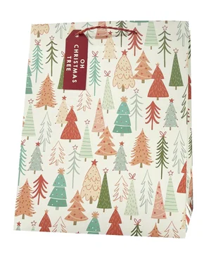 Paper T. Xmas Gift Bag, Medium, Matte, j-hook + tag