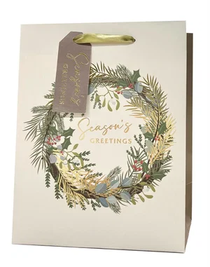 Paper T. Xmas DLX Gift Bag, Large, Hot Stamp, j-hook+ tag