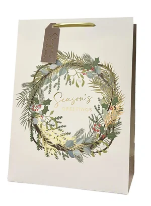 Paper T. Xmas DLX Gift Bag, Medium,  Hot Stamp, j-hook+ tag
