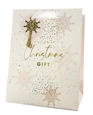 Paper T. Xmas DLX Gift Bag, Medium,  Hot Stamp, j-hook+tag+tasse