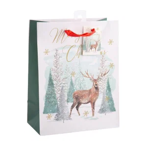 Paper T. Xmas Gift Bag, Medium, Matte, j-hook + tag