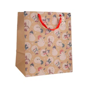 Paper T. Xmas Gift Bag, X-Wide, Kraft,  j-hook + tag