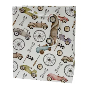 Gift Bag, Medium, Vintage Cars, Matte