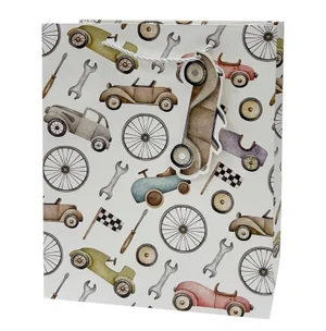 Gift Bag, Large, Vintage Cars, Matte