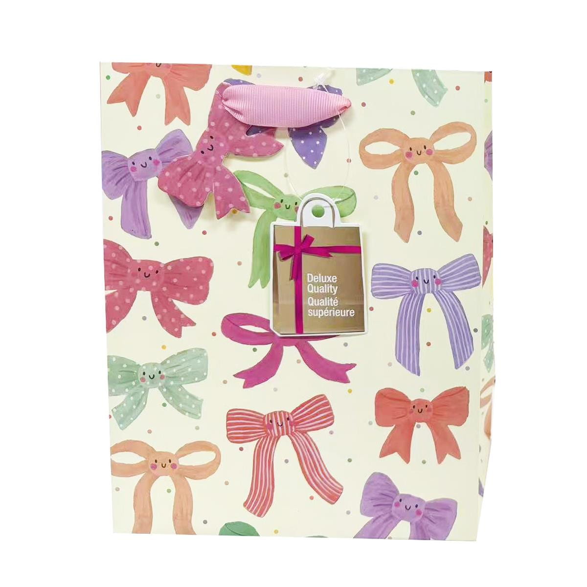 Paper T. Pastel Bows DLX Gift Bag, Large, Matte