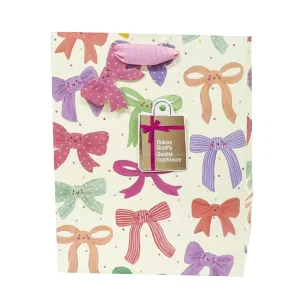 Paper T. Pastel Bows DLX Gift Bag, Large, Matte