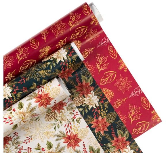Image of Wrapping Paper Set 3 pc Traditional Christmas