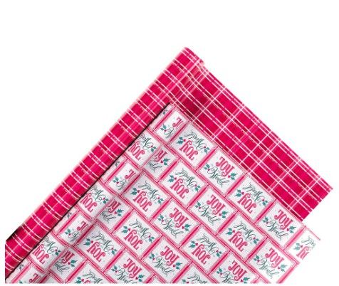 Image of Wrapping Paper Set 2 pc Joy to the World Red Plaid