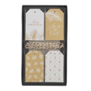 Gift Tags 16pc Christmas Gold/White