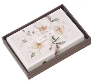 Boxed Cards Thank You White Floral