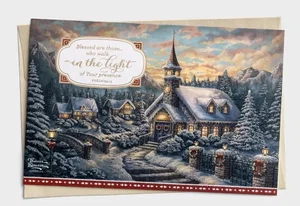 Cards Christmas Thomas Kinkade Blessed Church 18/box