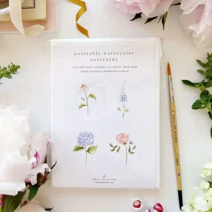 Notecards - Garden Flowers Paintable Watercolor 8 pk