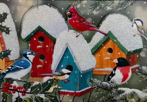 Winter Birdhouse Scene Boxed Christmas Cards