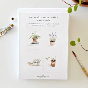 Notecards - Potted Plants Paintable Watercolor 8 pk