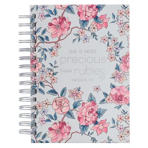More Precious Than Rubies Pink Floral Wirebound Journal