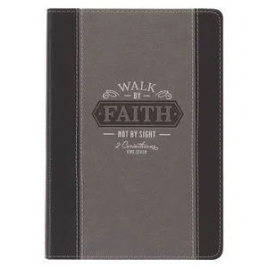 Walk by Faith Black and Grey Faux Leather Classic Journal - 2 Cor
