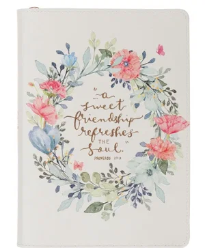 Journal Classic Zip White Sweet Friendship Prov. 27:9