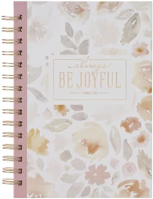 Journal Spiral Dusty Mauve Floral Be Joyful 1 Thess. 5:16