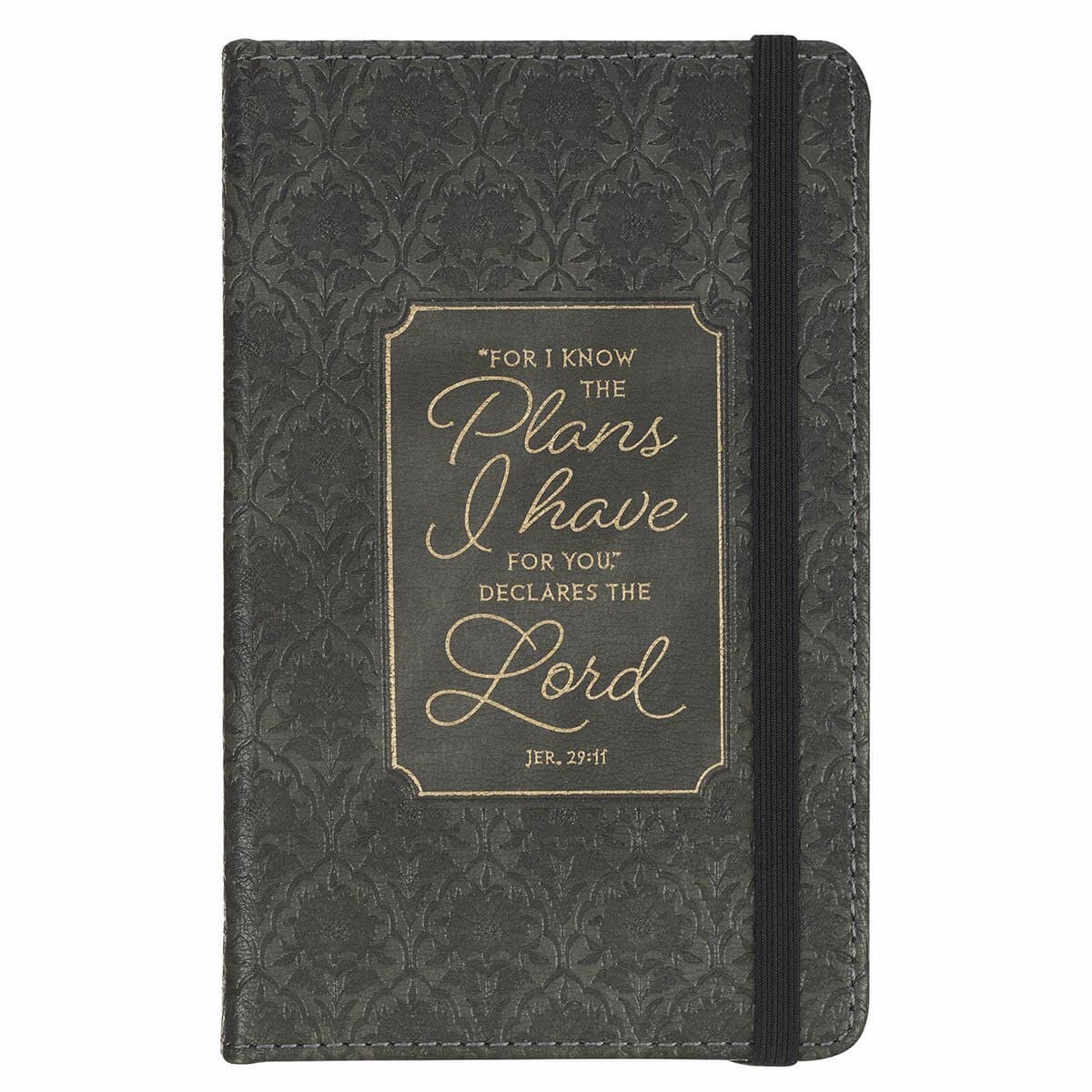Image of Notebook with Elastic Closure Faux Black and Grey I Know the Plans