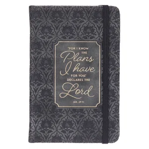 Notebook with Elastic Closure Faux Black and Grey I Know the Plans