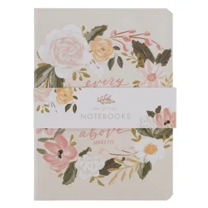 Notebook Set Medium 2pc Cream Green Floral