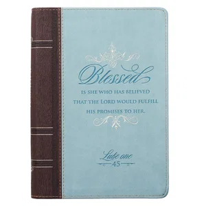 Journal Classic Zip Teal/Brown Blessed Luke 1:45