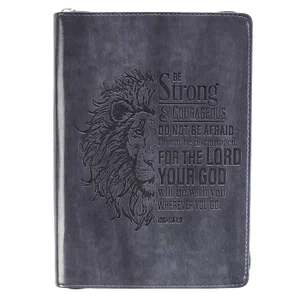 Journal Classic Zip Grey Be Strong Joshua 1:9