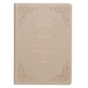 Journal Classic Taupe When She Speaks Prov. 31:26