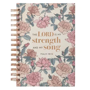 Journal Wirebound Cream Floral My Strength & My Song Ps. 118:14