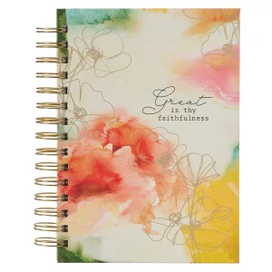 Journal Wirebound Multicoloured Watercolor Great Is Thy Faithfulness