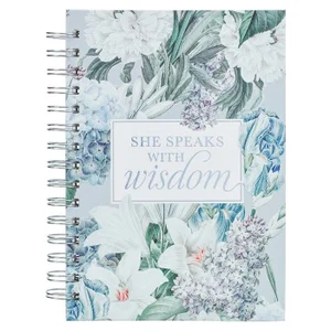 Journal Wirebound Blue Floral She Speaks with Wisdom Prov. 31:26