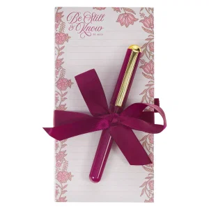 Burg/Pink Magnetic Notepad w/pen Be Still Ps. 46:10