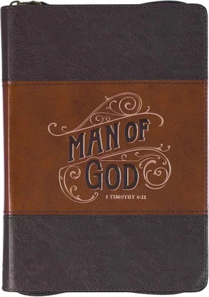 Journal Classic Zip Brown Two-tone Man of God 1 Tim. 6:11