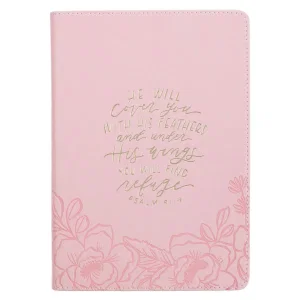 Journal Classic Zip Pink He Will Cover You Ps. 91:4