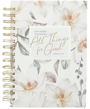 Journal Wirebound White Floral All Things For Good Rom. 8:27