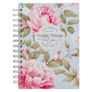 Journal Wirebound Pink Peony Noble Things Prov. 31:29