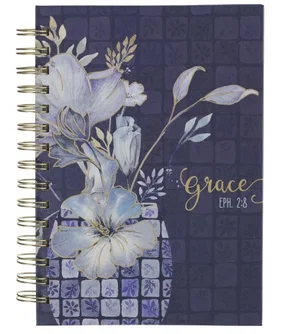 Journal Wirebound Blue Floral Grace Eph. 2:8