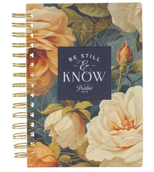 Journal Wirebound Be Still and Know Orange Floral