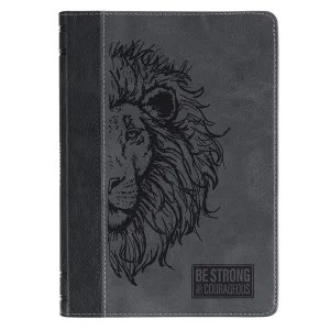 Journal Hardcover Two-tone Black Grey Be Strong & Courageous Josh. 1:9