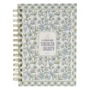 Journal Spiral Blue Floral Strength And Dignity Prov. 31:25